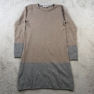 Barrow & Grove Sweater Dress Womens XS Brown Grey 100% Cashmere Colorblock Soft